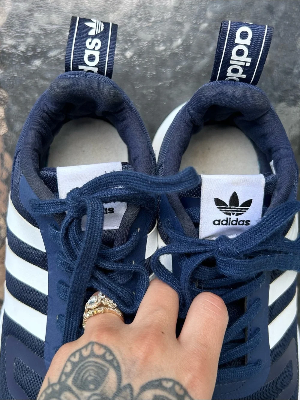 Adidas Originals Sport and Athletic Wear Navy Blue Sneakers With White Stripes